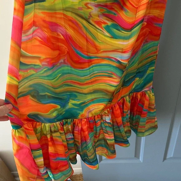 NWT Alden Adair - Psychedelic Colorful Sleeveless Silk Maxi Dress - Picture 4 of 6